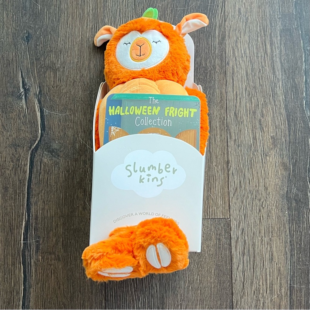Brand New!! Slumberkins Halloween Pumpkin Alpaca - Plush, New + Affirmation card